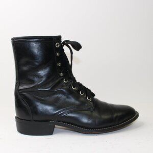 Laredo Black Leather Roper Kiltie Western Ankle Boots (9 US)